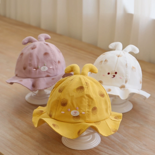 Детская осенняя летняя тонкая милая дышащая шапка, защита от солнца, с медвежатами, в корейском стиле