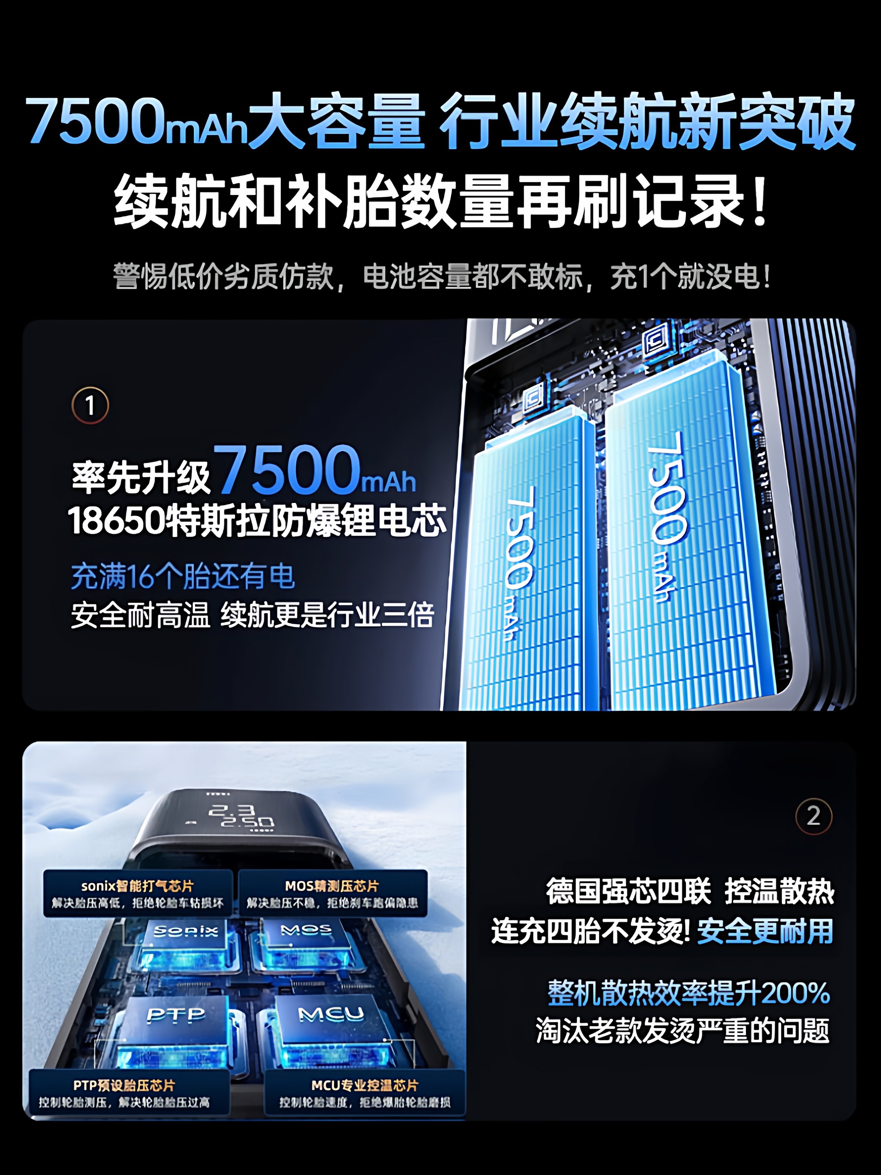 2025 New Model Car Air Pump, Electric Air Pump for Cars, Portable with Tire Pressure Measurement, Bicycle Inflator