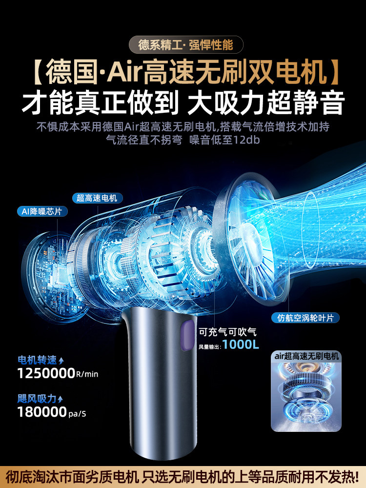 Car Vacuum Cleaner Handheld Small-Sized for Car and Home Use 2025 New Model Mini Wireless Super Powerful Suction Machine for Car Interior