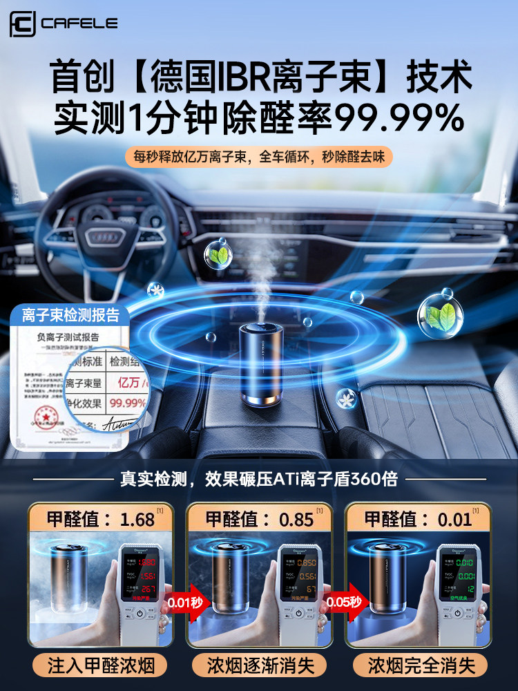 Car Air Purifier Eliminates Odors and Removes Formaldehyde in New Cars, Car Spray Humidifier, Deodorizing Aromatherapy Machine