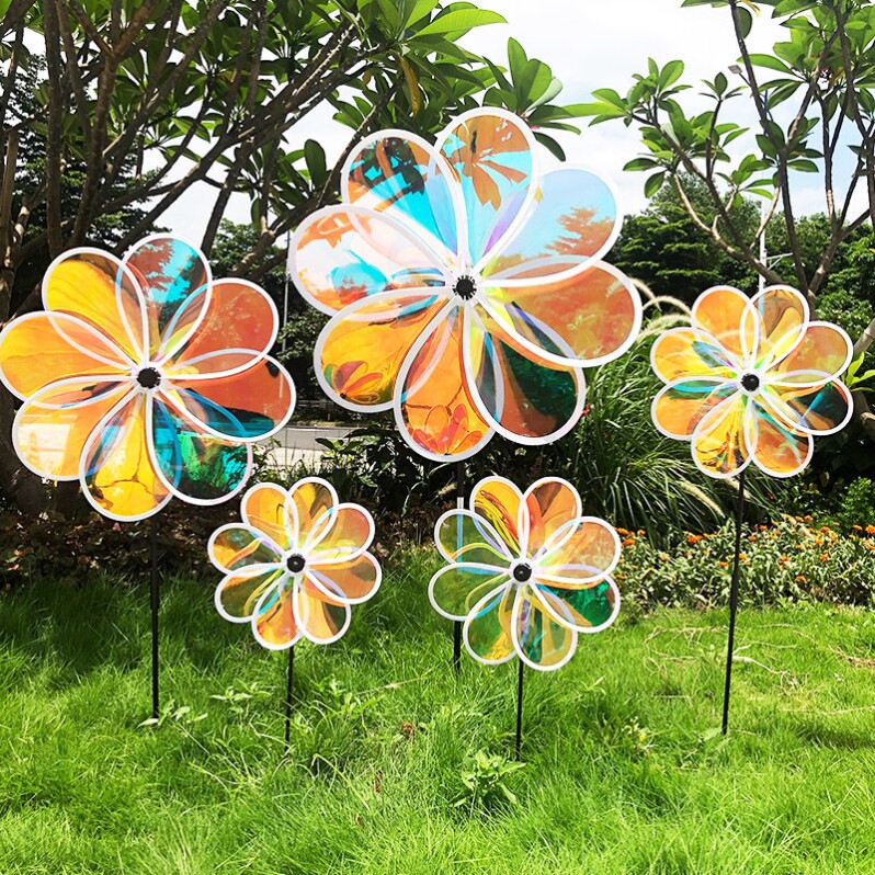 Eight-leaf color film dazzling bird repelling windmill outdoor advertising real estate decoration scenic area kindergarten cloth festival gifts