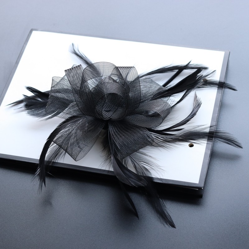 欧美简约时尚复古网纱新娘发夹配饰晚宴会派对演出发饰羽毛头饰品详情22