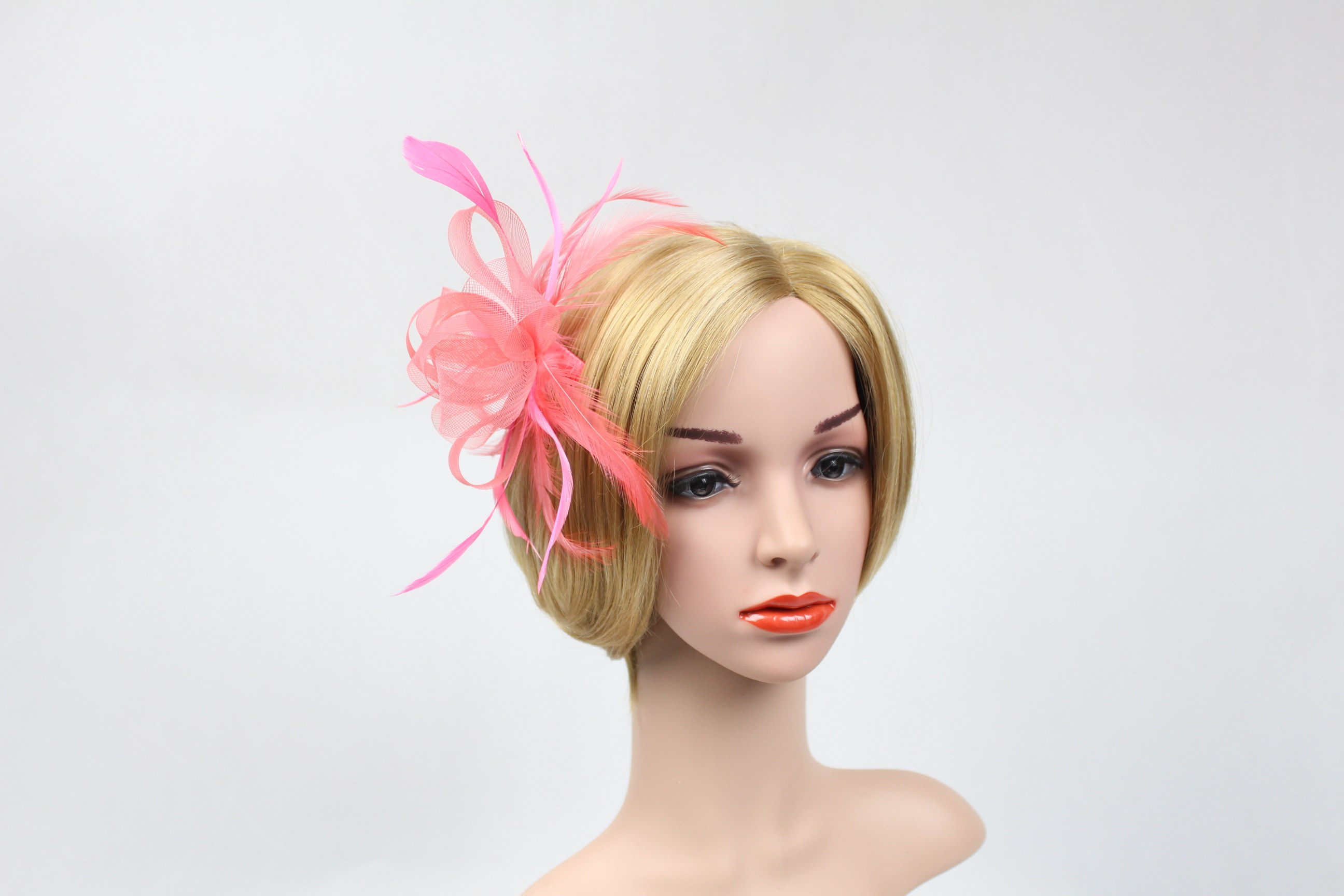 欧美简约时尚复古网纱新娘发夹配饰晚宴会派对演出发饰羽毛头饰品详情31