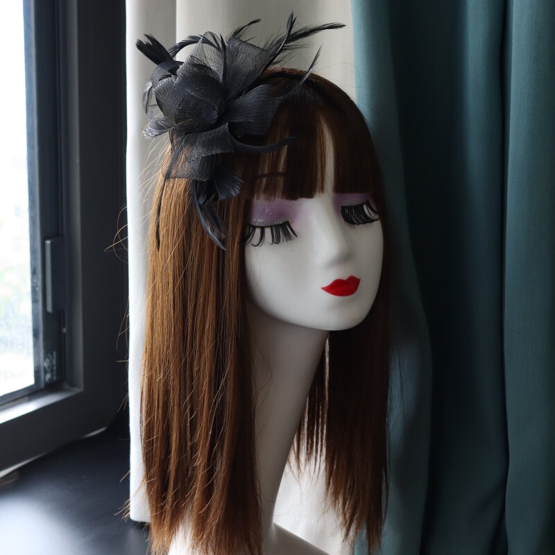 欧美简约时尚复古网纱新娘发夹配饰晚宴会派对演出发饰羽毛头饰品详情14