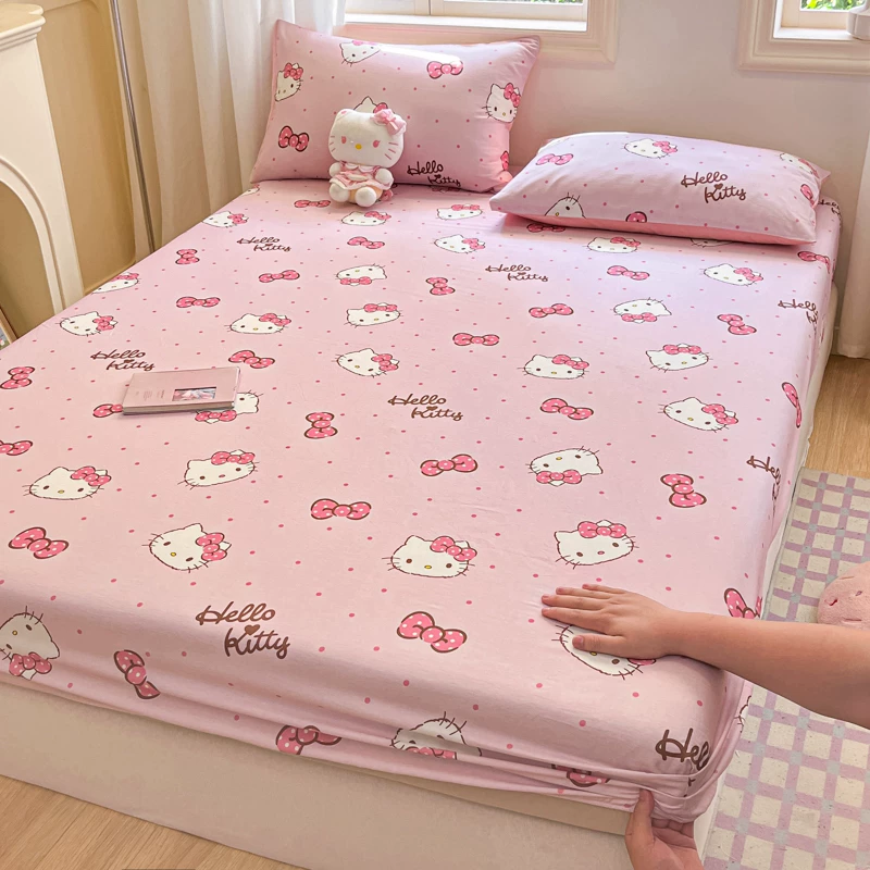 Hello Kitty, хлопковая простыня, детская кроватка, нескользящая простыня, пылезащитный матрас