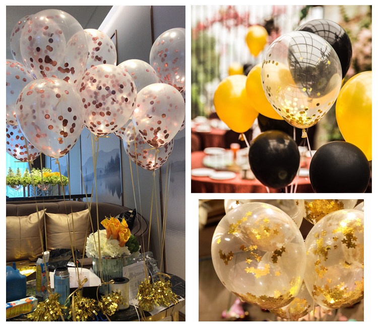 Nordic transparent sequin balloon ins net red birthday black gold confetti balloon proposal confession set 100 days layout