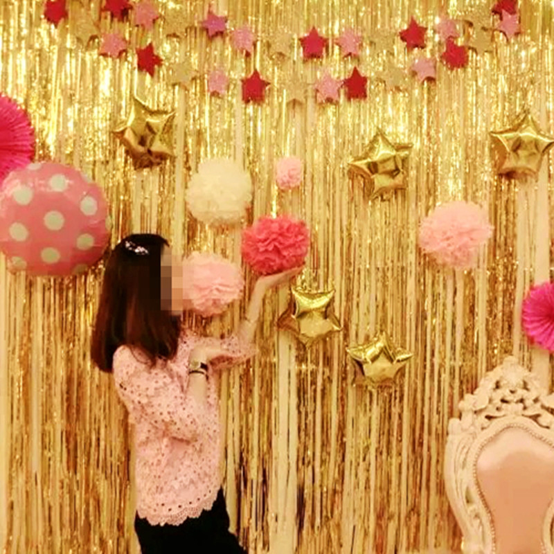 Wedding Wedding House Laflower Color With Rain Silk Door Curtain Birthday Gala Stage Placement Balloon Background Wall Decoration Color Bar