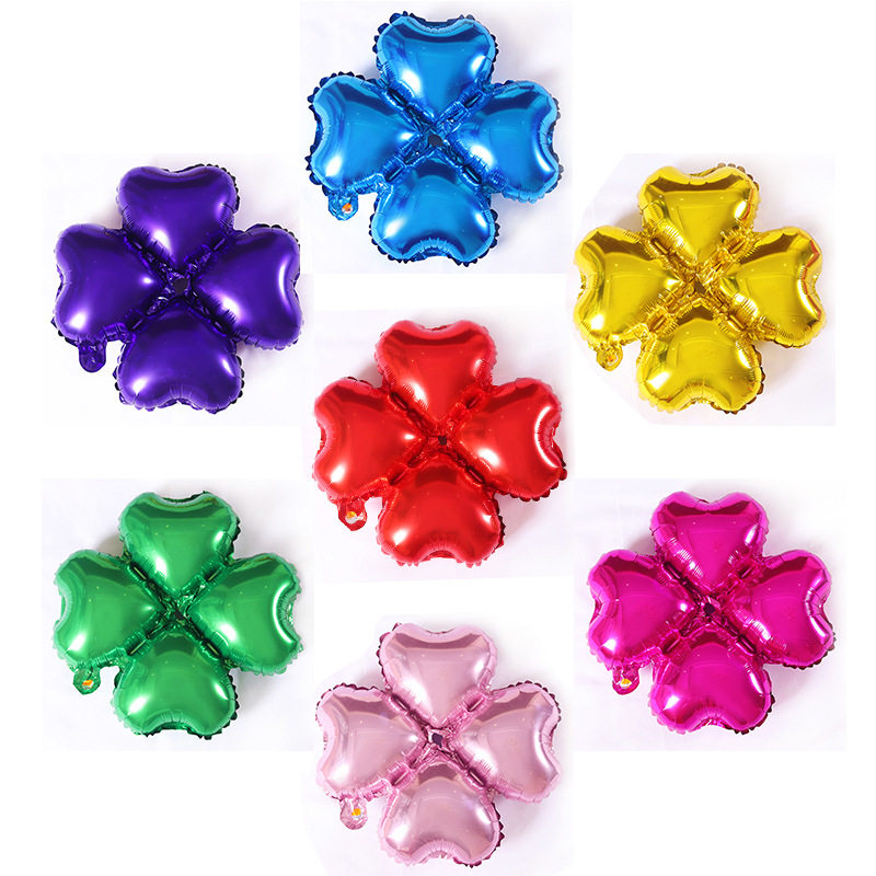 Balloon decoration shop opens four-wheel heart-shaped aluminum balloon balloon column arch four-leaf clover aluminum foil balloon