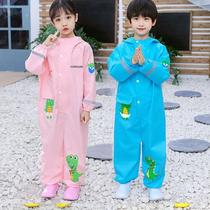 Children conjoined raincoat with back bag male girl cartoon baby boy anti-explosion rain all over the body