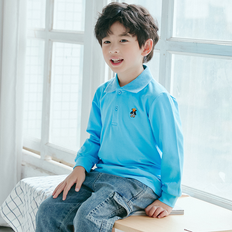 dài tay trẻ em T-shirt boy ve áo POLO bottomshirt trẻ em hàng đầu tại con lớn của Hàn Quốc phiên bản của mùa xuân và mùa thu váy thủy triều năm 2020.