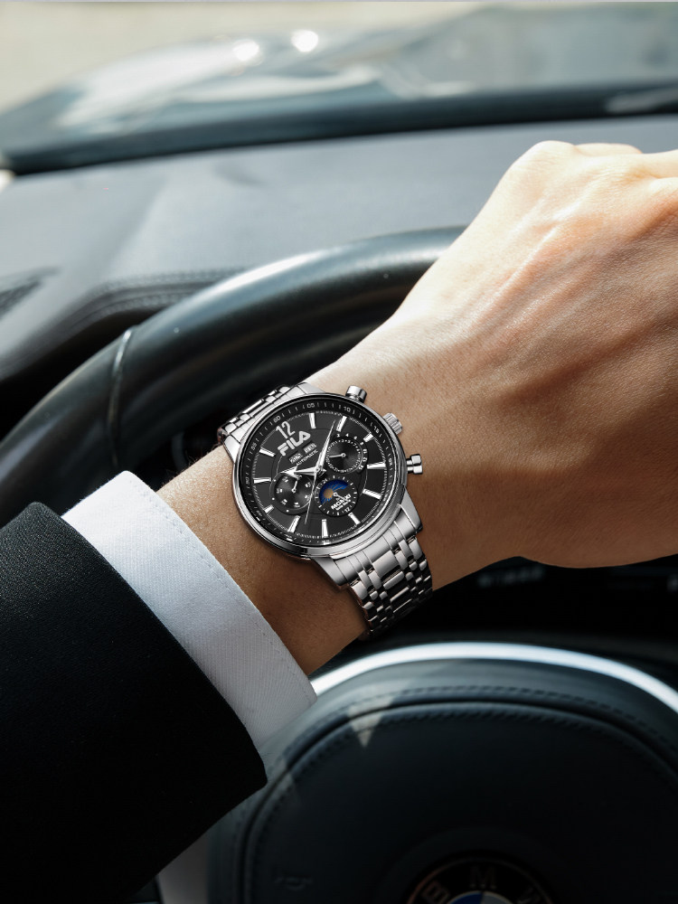 Flia Three-Eye Multifunctional Men's Mechanical Watch Business Steel Band Waterproof Light Luxury Watch Gift 6700