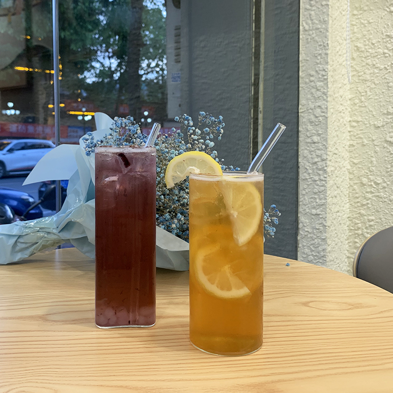 Ins red glass restaurantHigh color cold drink cup bubbly cup drink cup cup milk tea shop cup