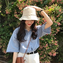 Spring dress Joker design sense niche shirt female retro Hong Kong flavor short sleeve heart Top Student Foreign style 2021 New