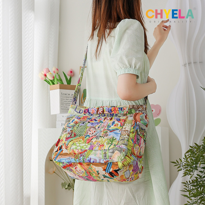 Utopia Illustration Artist Cici Co-Branded Crossbody Bag Large Capacity Commuting Shoulder Bag Handbag Qt459