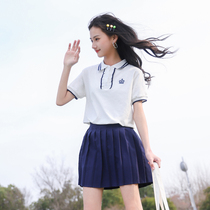 Girls short-sleeved T-shirt summer 2022 new 9 foreign style girls Korean version 13 girls loose college-style po shirt summer wear