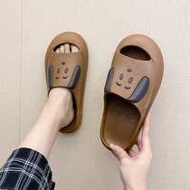 Anti-slip and cool slippers in summer wear fashion flat shit sensation a word slippers Han edition thick sole simple