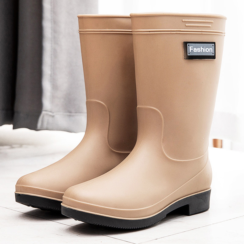 Middle Drum Warm Fashion OUTSIDE WEARING WATERPROOF SHOES RAIN SHOES RAIN BOOTS FEMALE WINTER ADULTS WORK RUBBER SHOES ANTI SLIP SET SHOES THICKENED