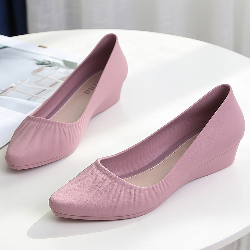 Low Bunch Fashion Waterproof Shoes Rain Shoes Rain Boots Women Summer Tread Water Non-slip Adults Cover Shoes Shallow Work Laundry Rubber Shoes