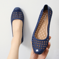 Bauku hollow and sandals female summer coarse heel comfortable casual casual and simple anti-skater jelly single shoe net red new