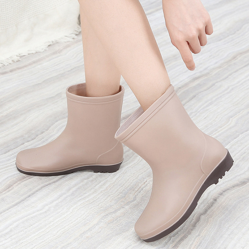 Fashion Light Rain Shoes Rain Boots Women Summer Short Drum Waterproof Shoes Kitchen Working Rubber Shoes Adults Non-slip Water Boots Shoes