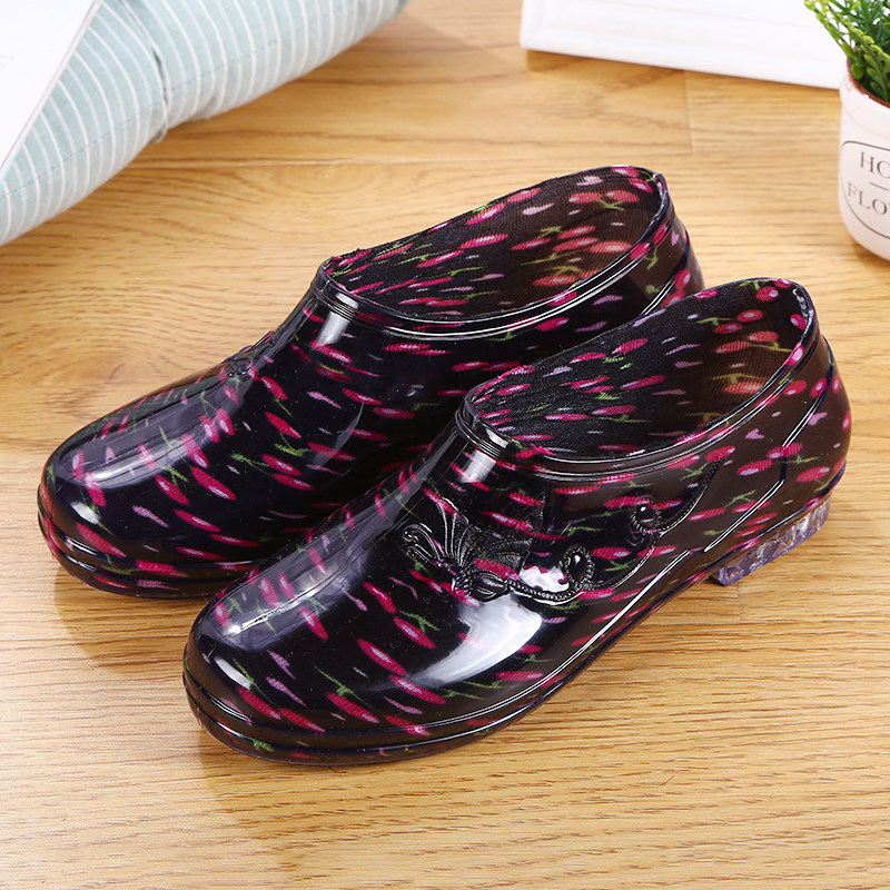 Low Help Light Mouth Rain Shoes Rain Boots Waterproof Shoes Glue Shoes Cover Shoes Women Adults Light Fashion Kitchen Non-slip Working Summer