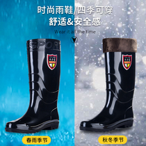 Kitchen thicker wear resistant waterproof shoes high tube shoes and rainboots male Xiaxia acid base insulation work adhesive shoes anti-slip shoes