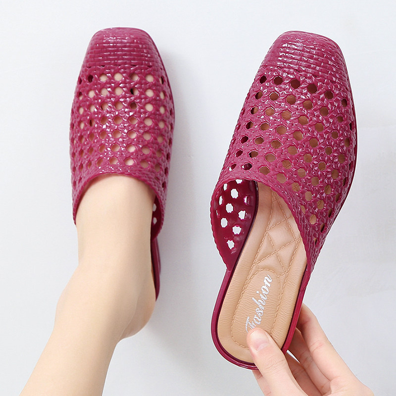 Fashion New Beach Sandals Sandals Women Summer Nets Red Sloth Outside Wearing Half Tug With Slippers Non-slip Casual Beach