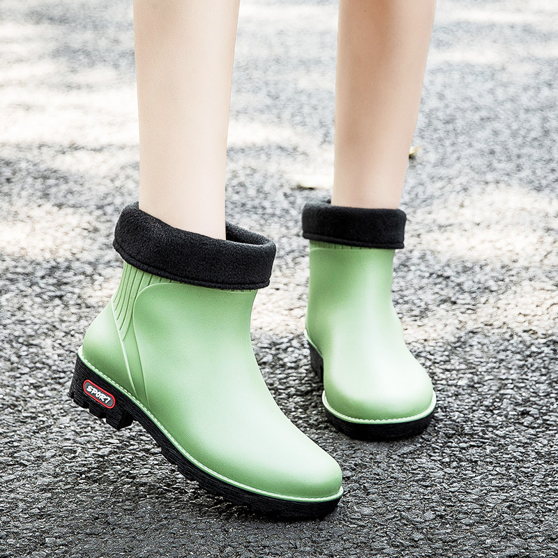 Fashion Short Drum Rain Shoes Rain Boots Ladies Winter Adults Work Water Boots Non-slip Cover Shoes Students Han Edition Laundry Rubber Boots Warm