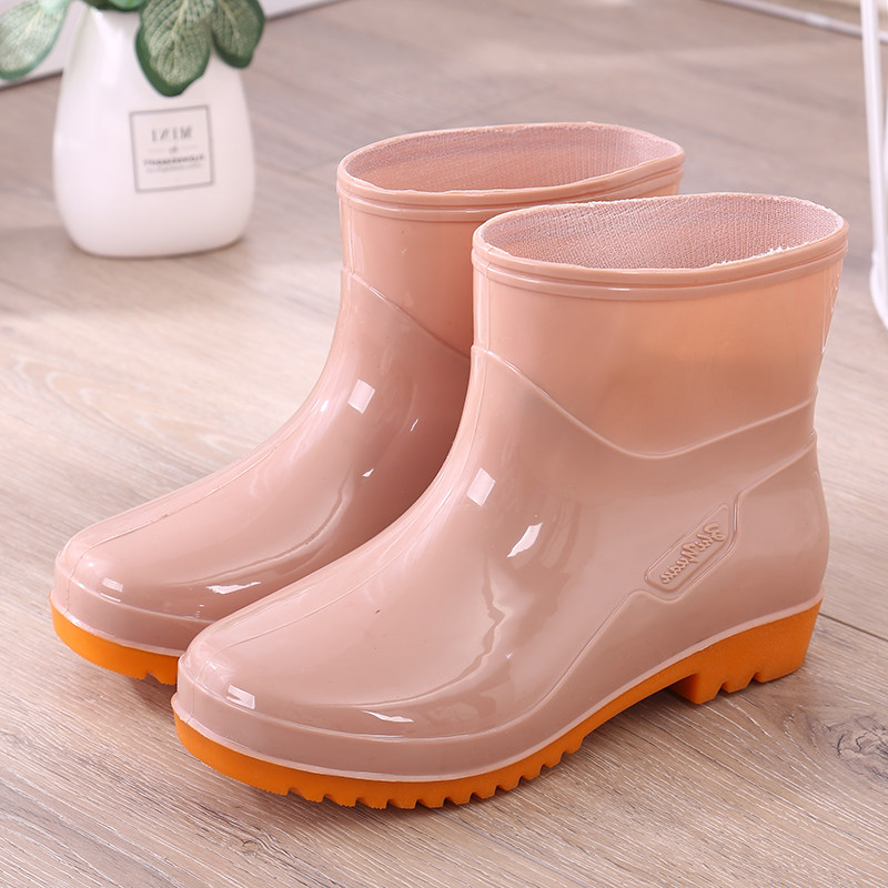 Jelly Fashion Waterproof Shoes Rain Shoes Rain Boots Women Summer Short Drum Adults Rubber Shoes Home Laundry Water Boots Non-slip Set Shoes