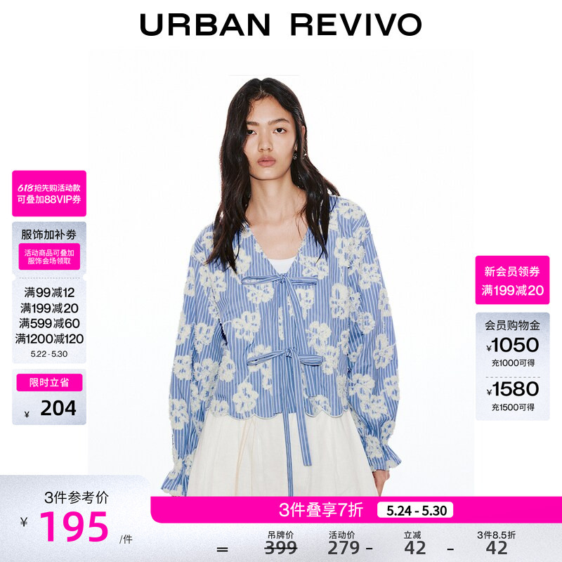 Ur2026 New Summer Women's Casual Pastel Three-Dimensional Pattern Striped Cardigan Shirt Uyl260024