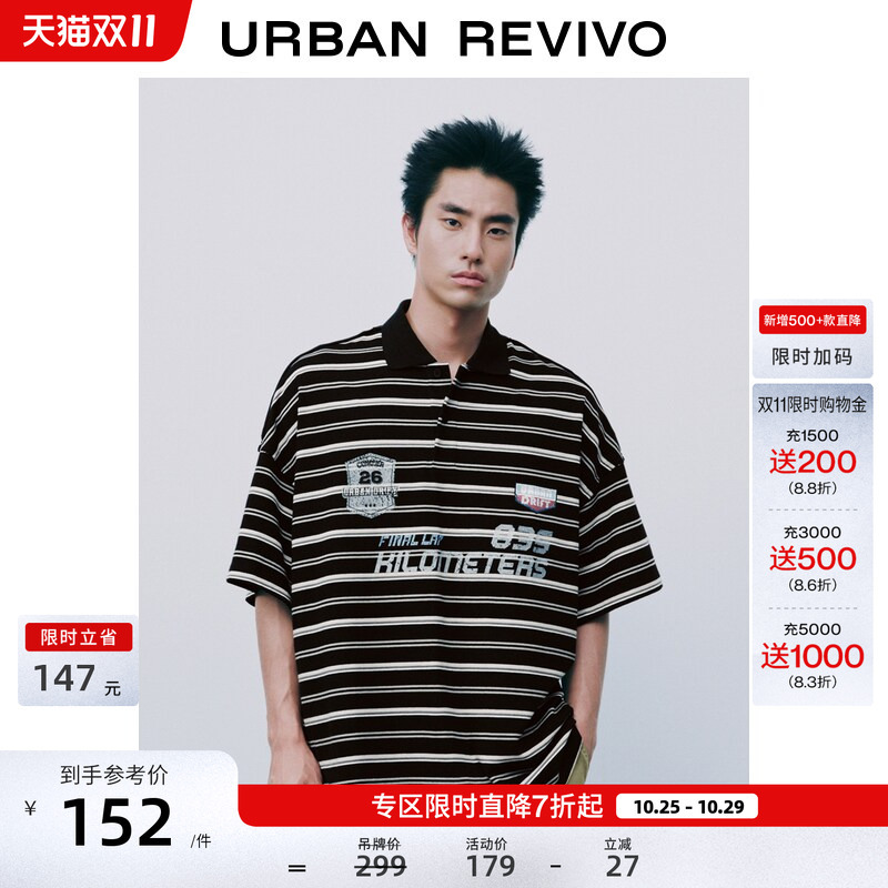 Ur2026 New Autumn Men's Clothing with Contrasting Colors, Distressed Print, Striped Jersey-Style Polo Shirt Uuv460165 Ur2026 New Autumn Men's Clothing with Contrasting Colors, Distressed Print, Striped Jersey-Style Polo Shirt Uuv460165