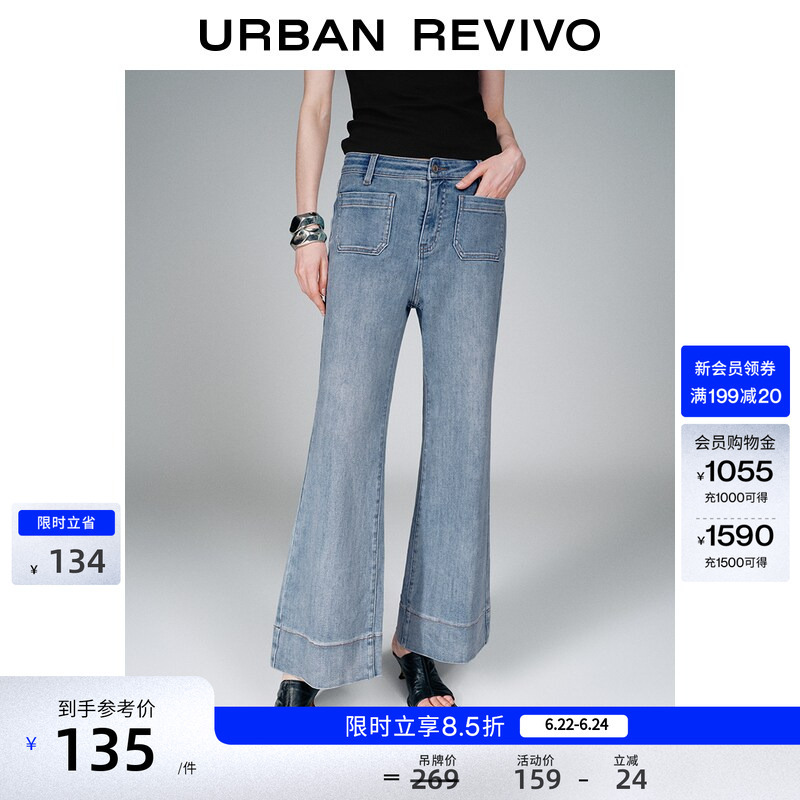 Ur2026 New Summer Women's Casual Everyday Textured Hemmed Flared Denim Pants Uwm860041