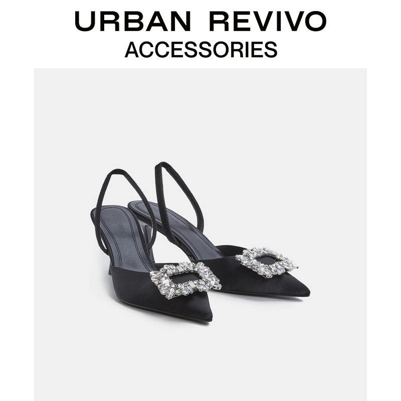 URBAN REVIVO2022 Summer New Lady Accessories Water Drill Pointed High Heels AW09BS0X2000