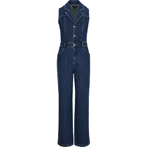 UR2024 new summer womens Hong Kong style retro design sleeveless denim jumpsuit UWG840105