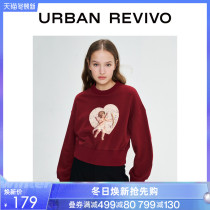 UR Spring and Autumn New Youth Womens Heart pattern print round neck long sleeve T-shirt YU01R4ME2001