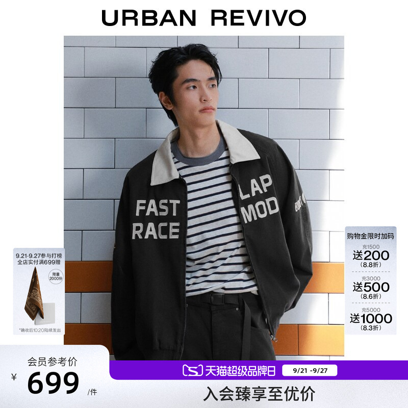 Ur2026 New Autumn Men's Fashion Trendy American Retro Embroidered Letter Zipper Jacket Uuv160033