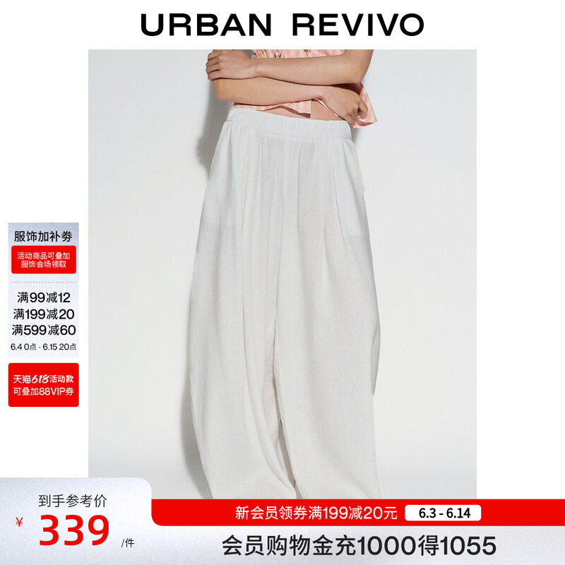 Ur2026 New Summer Women's Casual Versatile Elastic Waist Pleated Scimitar Pants Uyy660083