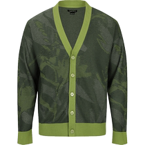 UR2024 new autumn mens plant phantom jacquard V-neck button knitted cardigan UMF940027