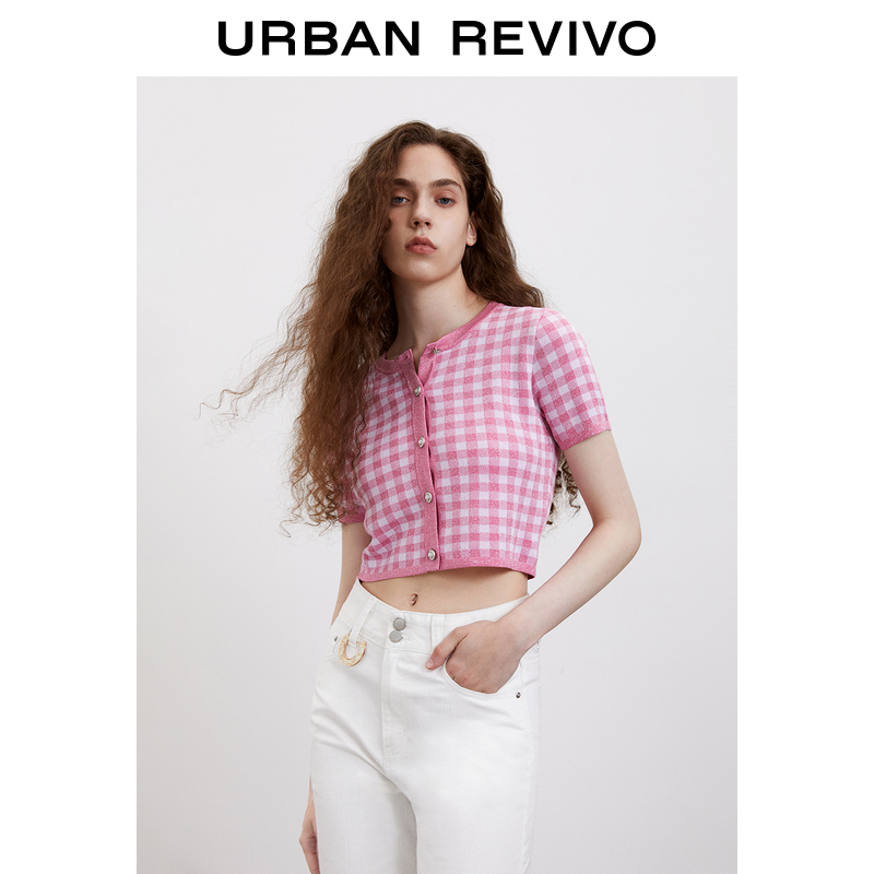 UR2021 Autumn Winter New Products Women's Clothing Retro Temperament Polenta Short Sleeve Knitted Jacket WG32R9DF2000