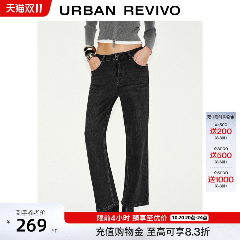 Ur2026 New Winter Women's Clothing, Retro Style, Distressed Washed Straight-Leg Denim Pants Uwm860360