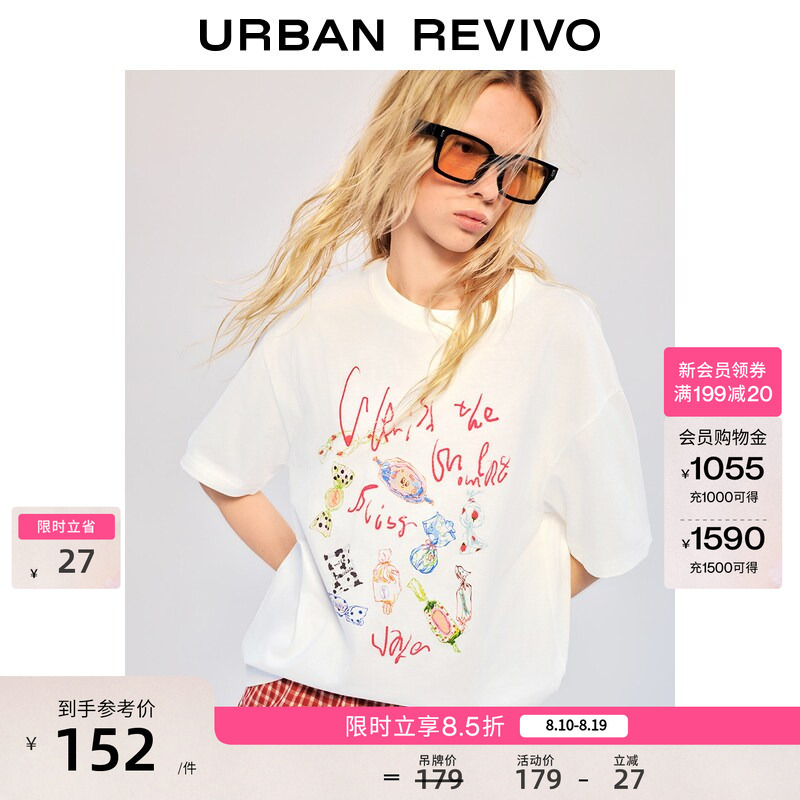 Ur2026 New Summer Women's Casual Fun Candy Print Cotton Short-Sleeved T-Shirt Uyy460266