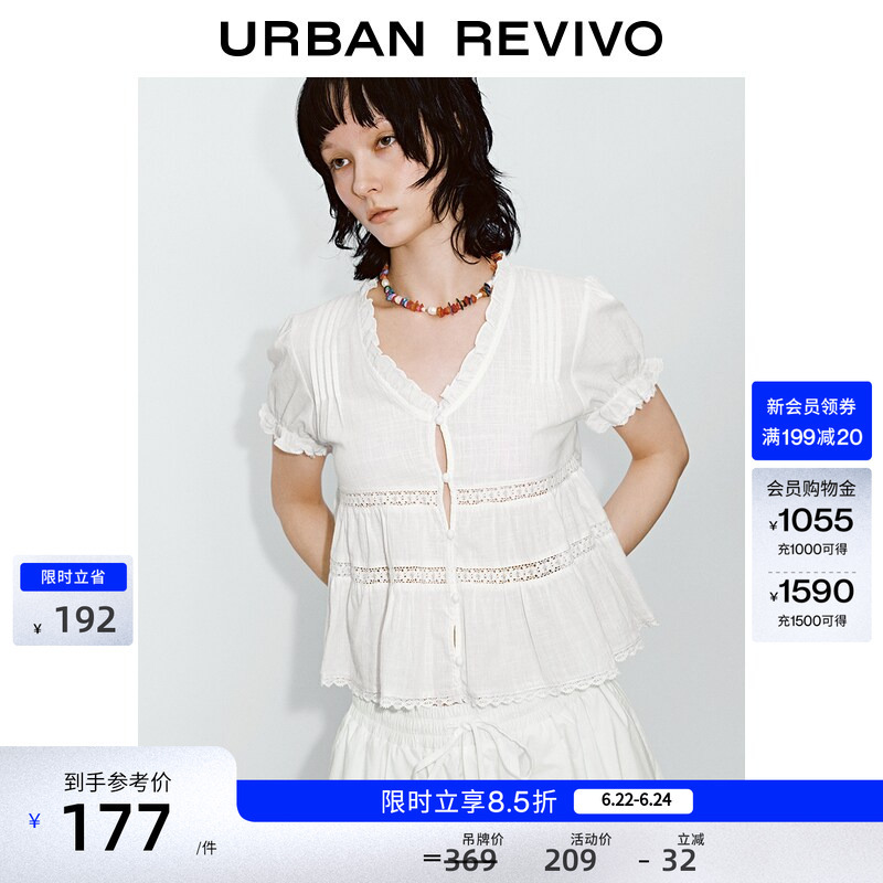 Ur2026 New Summer Women's Casual Lace Patchwork Ruffled Cardigan Shirt Uyl260039 Ur2026 New Summer Women's Casual Lace Patchwork Ruffled Cardigan Shirt Uyl260039