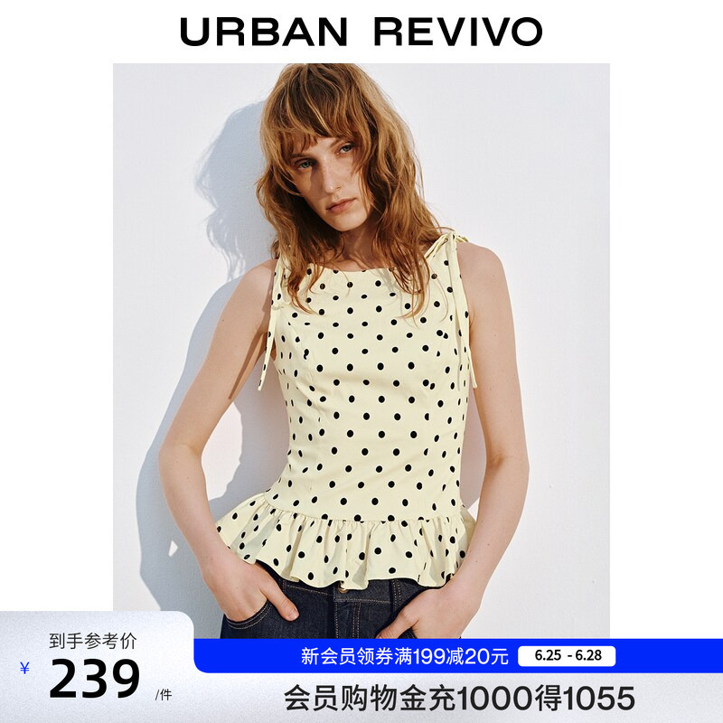 Ur2026 New Summer Women's Clothing Charming Polka Dot Ruffled Waist Blouse Shirt Uwg260076 #