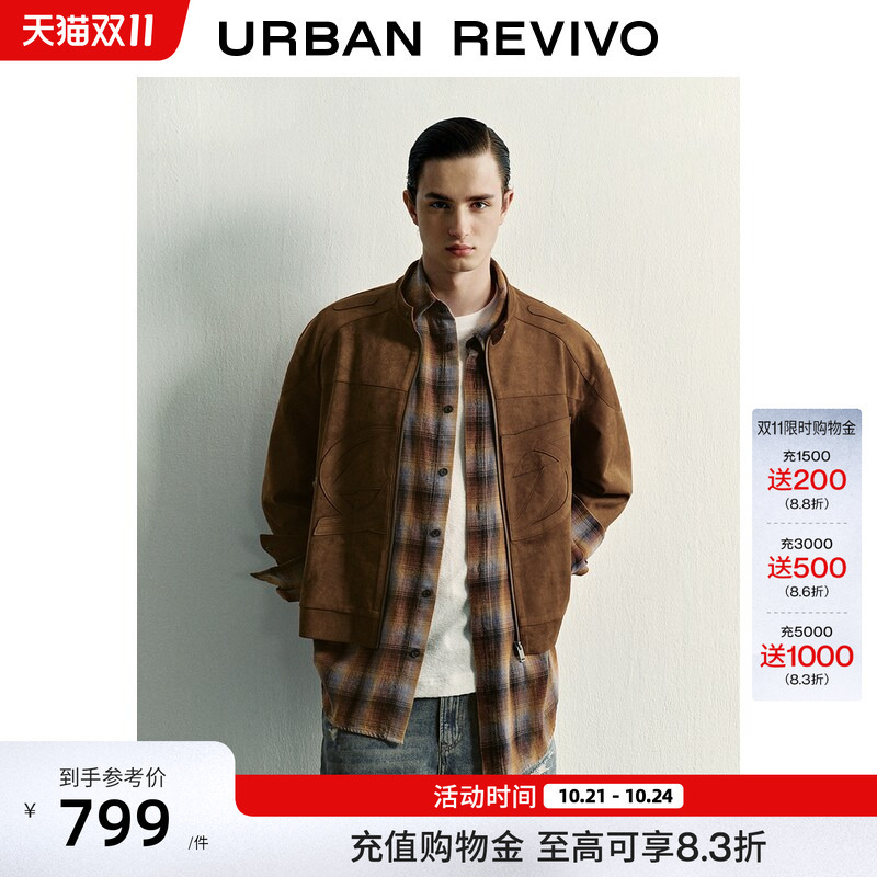 Ur2026 New Autumn Men's Clothing Maillard Casual Patterned Stand-Collar Jacket Uuv160055 Ur2026 New Autumn Men's Clothing Maillard Casual Patterned Stand-Collar Jacket Uuv160055