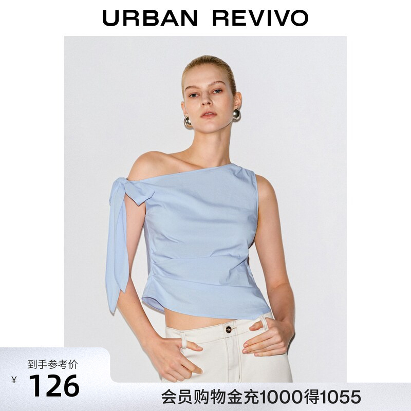 Ur2026 New Autumn Style Women's Casual Lace-Up Pleated Waist-Cinching Linen Asymmetrical Blouse Shirt Uwh260144