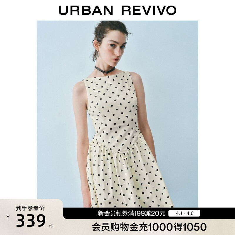 Ur2026 New Spring Women's Clothing French-Style Polka Dot Bow-Decorated Sleeveless Dress Uwg750189