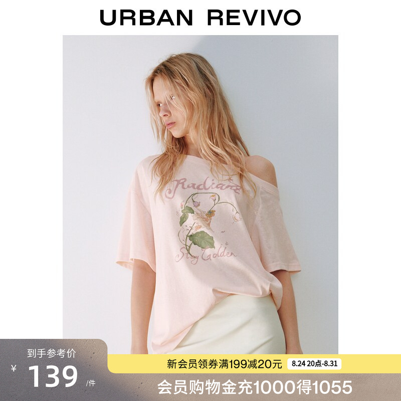 Ur2026 New Autumn Fashion Women's Floral Fairy Print One-Shoulder Short-Sleeved T-Shirt Uyy460239 Ur2026 New Autumn Fashion Women's Floral Fairy Print One-Shoulder Short-Sleeved T-Shirt Uyy460239