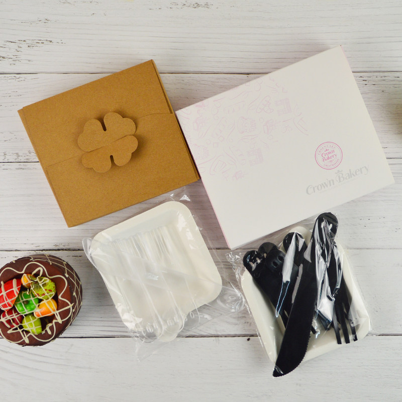 Huaishin Tiancheng Cake Plate Disposable Paper Tray Birthday Cake Fork Tray Suit Sweet Plastic Knife Fork Cutlery