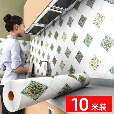 Self-adhesive kitchen oil-proof sticker High temperature resistant kitchen table with waterproof and anti-range hood tile wall sticker wallpaper overall cabinet sticker