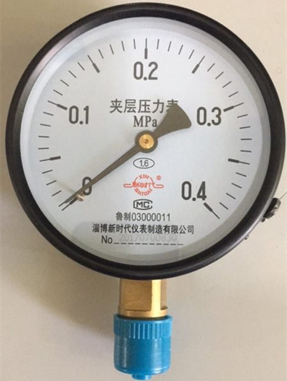 淄博新时代夹层压力表0-0.4MPA山东新华脉动真空配件压力表